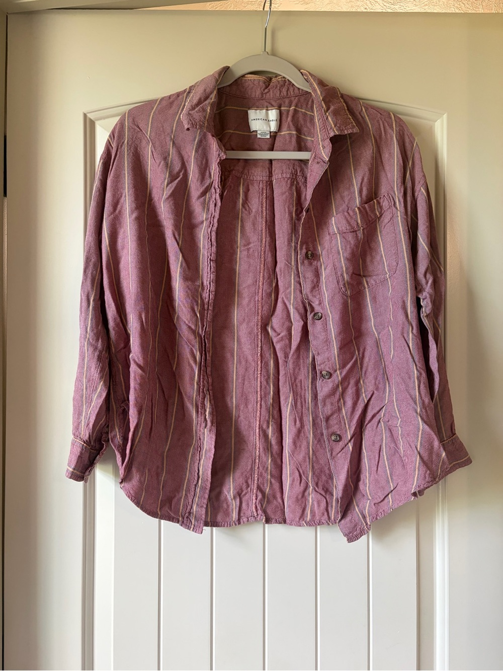 American Eagle Striped Button Up Boyfriend Shirt